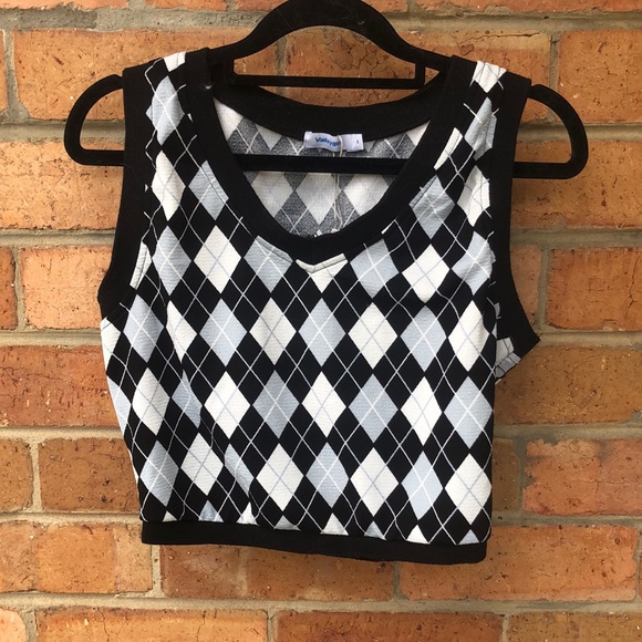 Valleygirl Tops - Black and Blue sleeveless sweater
